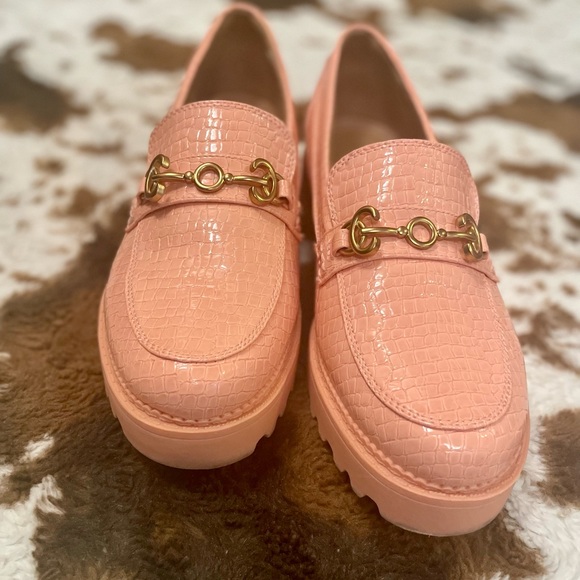 Sam Edelman Vegan Leather Lug Sole Deana Loafer, Malibu Peach, 11, Like New - Picture 8 of 16